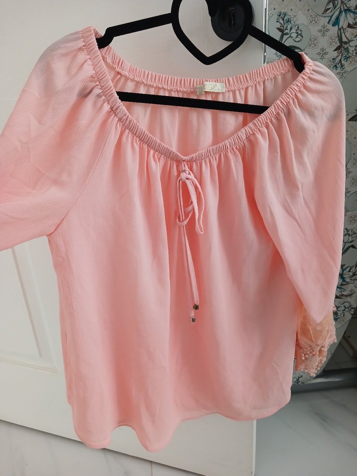 Dantel Detaylı Pembe Bohem Kadın Bluz - Görsel 3
