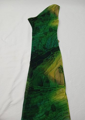 Yeşil Tek Omuz Elbise - Görsel 6