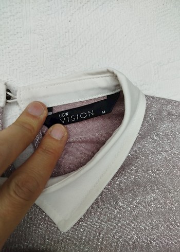 Pudra Pembe Kısa Kollu Polo Yaka Kadın Tişört - Görsel 5