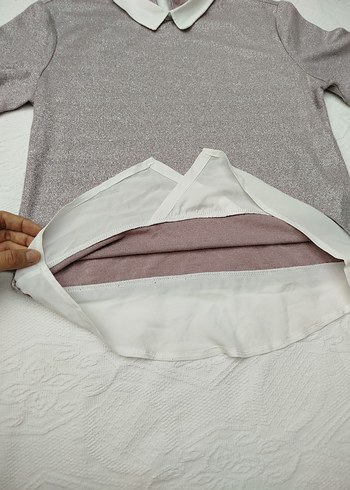 Pudra Pembe Kısa Kollu Polo Yaka Kadın Tişört - Görsel 6