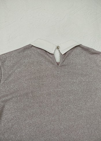 Pudra Pembe Kısa Kollu Polo Yaka Kadın Tişört - Görsel 7