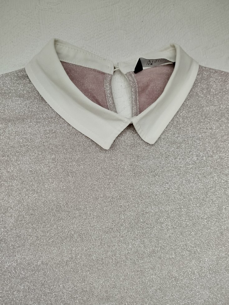 Pudra Pembe Kısa Kollu Polo Yaka Kadın Tişört - Görsel 4