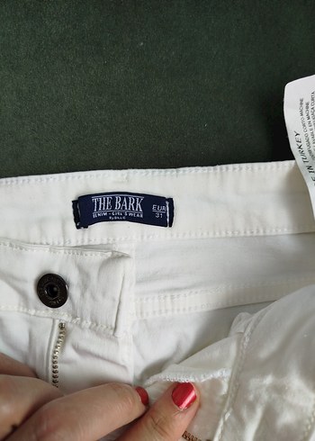 Dantel Detaylı Beyaz Nakışlı Kot Pantolon - Görsel 5