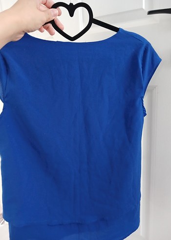 Mavi V Yaka Kadın Bluz - Görsel 7