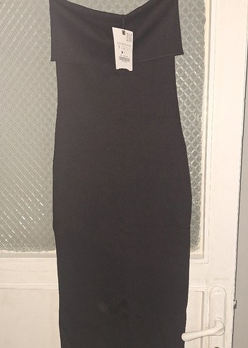 Siyah Straplez elbise - Görsel 2