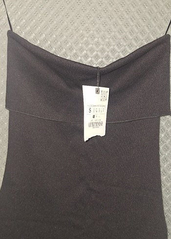 Siyah Straplez elbise - Görsel 4