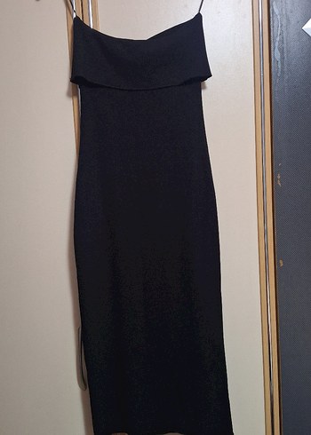 Siyah Straplez elbise - Görsel 6