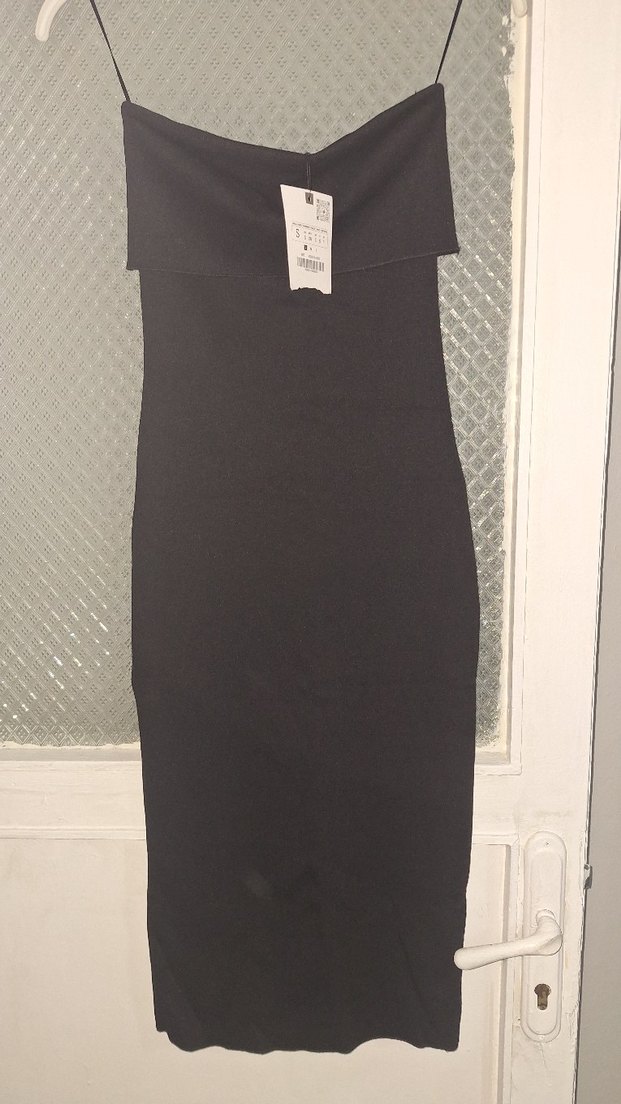 Siyah Straplez elbise - Görsel 2