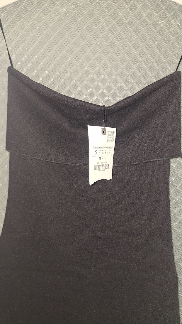 Siyah Straplez elbise - Görsel 4