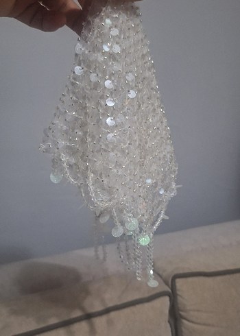 Beyaz Boncuklu Bohem Düğün Aksesuarı - Görsel 4