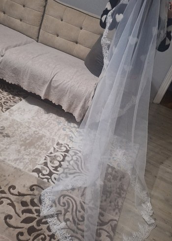 Drapeli Beyaz Bohem Gelin Duvağı - Görsel 6