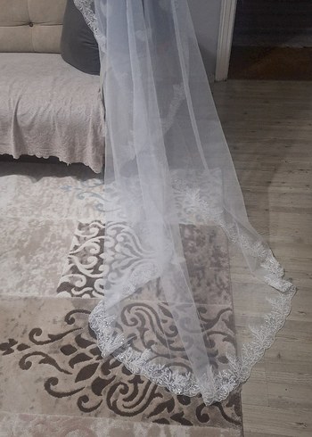 Drapeli Beyaz Bohem Gelin Duvağı - Görsel 4
