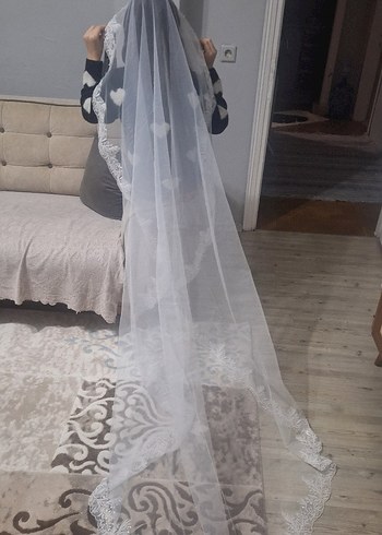 Drapeli Beyaz Bohem Gelin Duvağı - Görsel 2