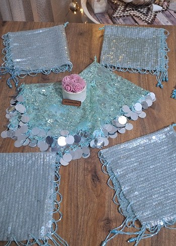 Mavi Payetli Bohem halay mendili - Görsel 11