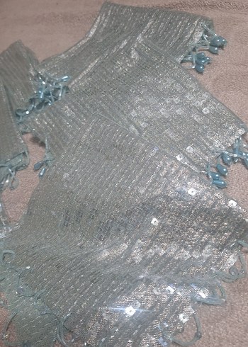 Mavi Payetli Bohem halay mendili - Görsel 5