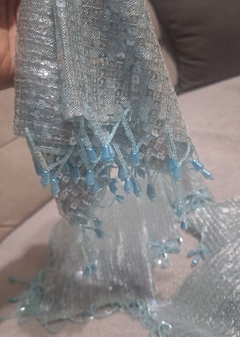 Mavi Payetli Bohem halay mendili - Görsel 3