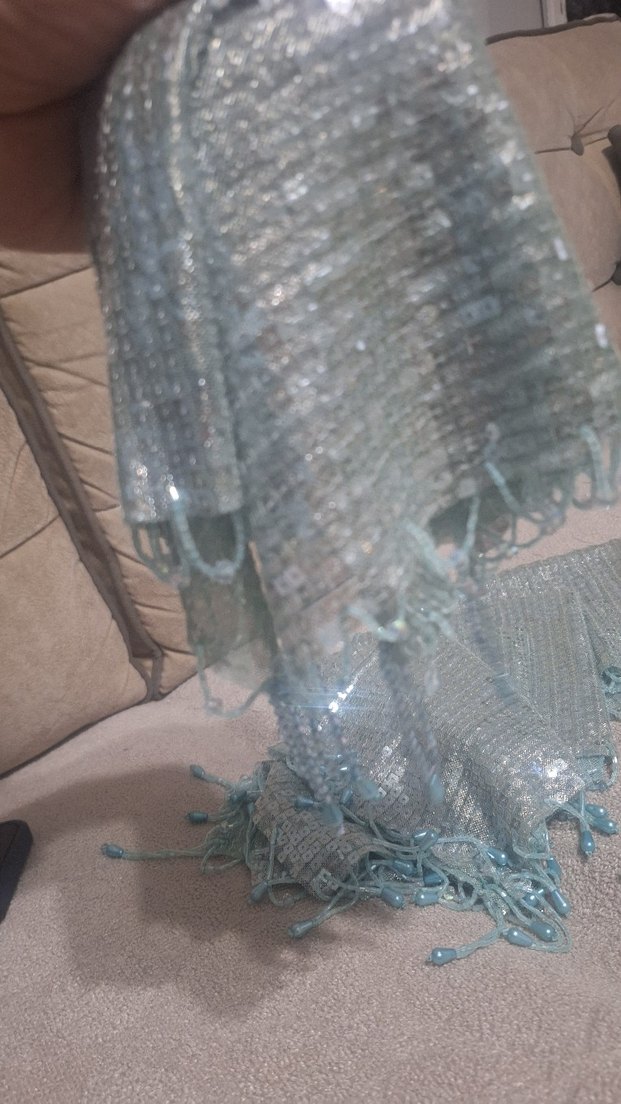 Mavi Payetli Bohem halay mendili - Görsel 4