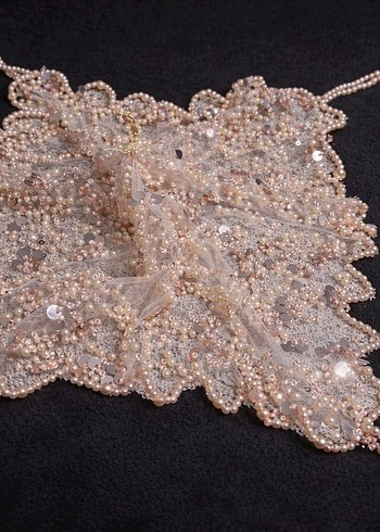 İnci İşlemeli Pembe halay mendili - Görsel 2