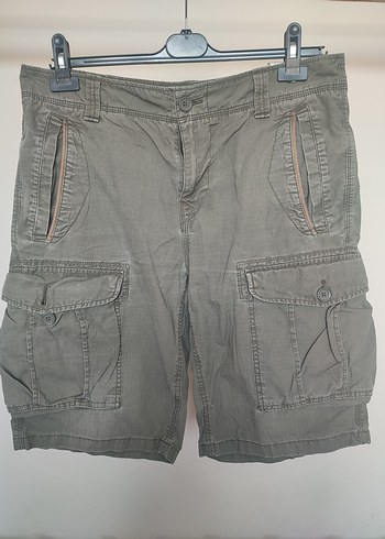 Gri Keten Rahat Kesim Kemerli Erkek Şort - Görsel 2