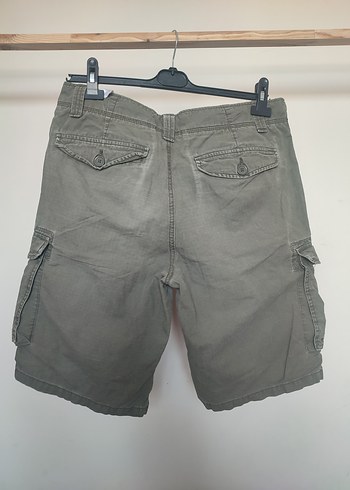 Gri Keten Rahat Kesim Kemerli Erkek Şort - Görsel 3