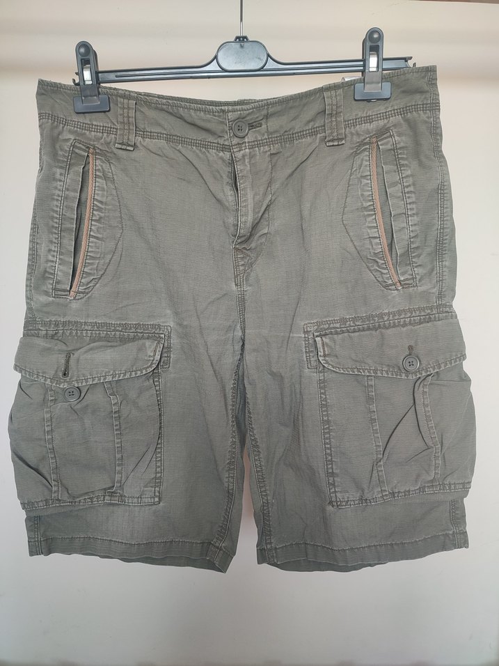 Gri Keten Rahat Kesim Kemerli Erkek Şort - Görsel 2