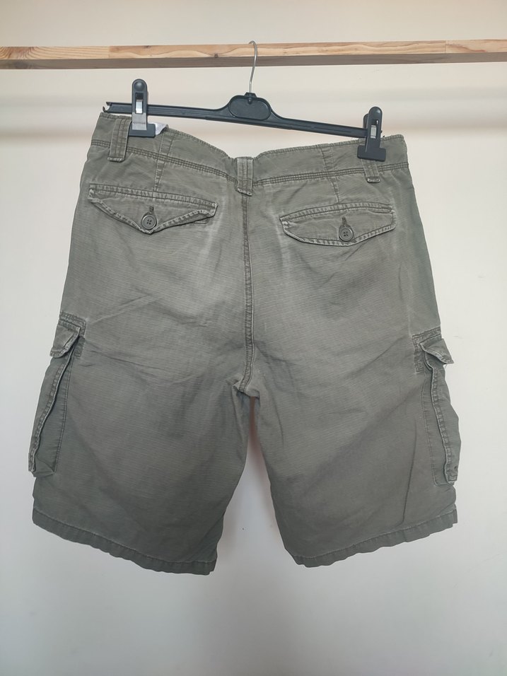 Gri Keten Rahat Kesim Kemerli Erkek Şort - Görsel 3