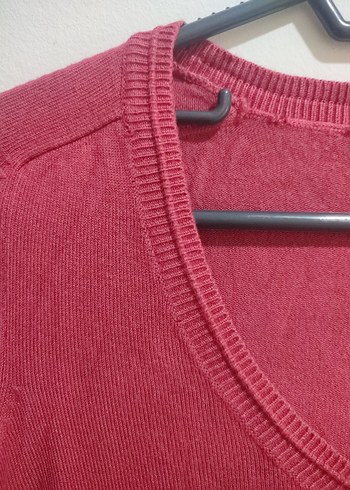 Bordo V Yaka İnce Triko Kadın Kazak - Görsel 5