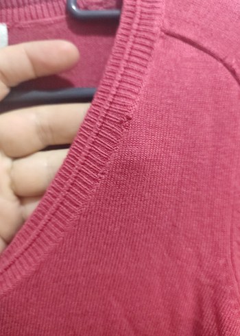 Bordo V Yaka İnce Triko Kadın Kazak - Görsel 4