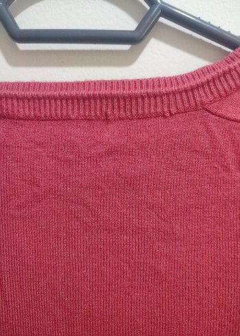 Bordo V Yaka İnce Triko Kadın Kazak - Görsel 8