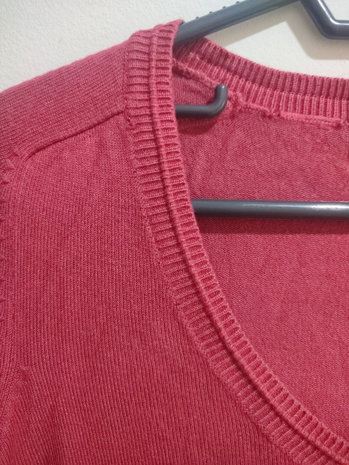 Bordo V Yaka İnce Triko Kadın Kazak - Görsel 5