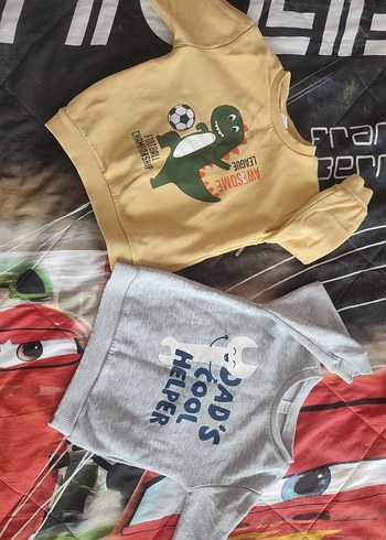 Sarı Erkek Çocuk Sweatshirt Dinozor Baskılı - Görsel 3