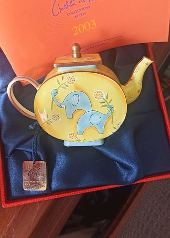 Pastel Sarı Fildişi Desenli Çaydanlık