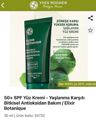 Yves Rocher Yves Rocher elıxır botanıque güneş kremi