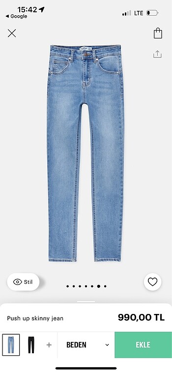 xs Beden Pull and bear Jean