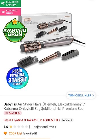 Babyliss Hava üflemeli saç şekillendirici