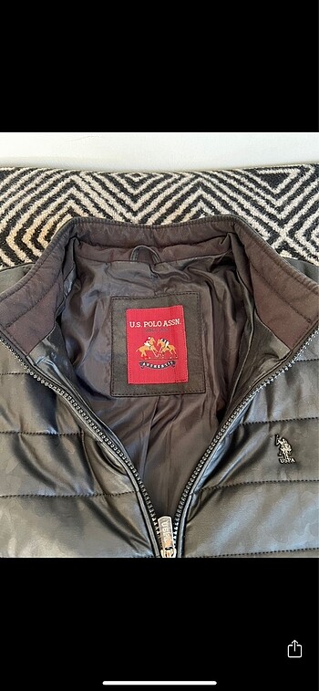 U.S Polo Assn. USPA SİYAH Deri Görünümlü MONT