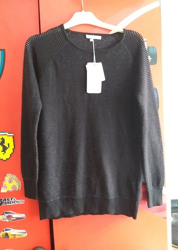 Kadın Siyah Örgü Yün Kazak - Görsel 3