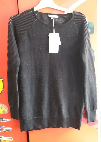 Kadın Siyah Örgü Yün Kazak - Görsel 4