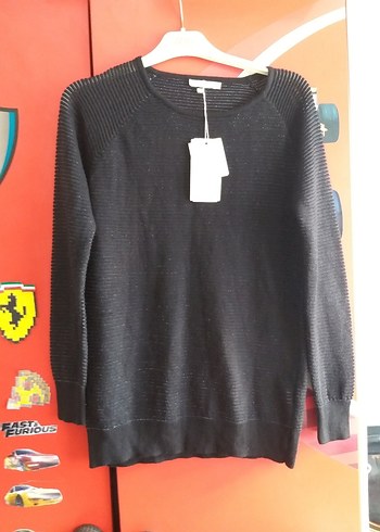 Kadın Siyah Örgü Yün Kazak - Görsel 2