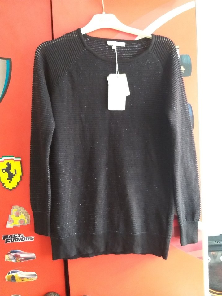 Kadın Siyah Örgü Yün Kazak - Görsel 3