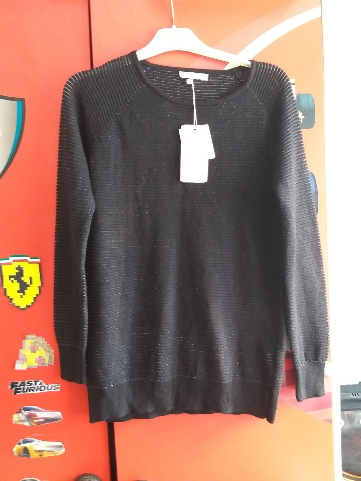 Kadın Siyah Örgü Yün Kazak - Görsel 2