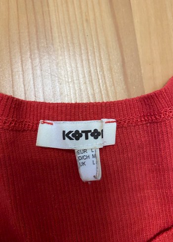 Koton Düğmeli Kırmızı Uzun Kollu kadın Tişörtü