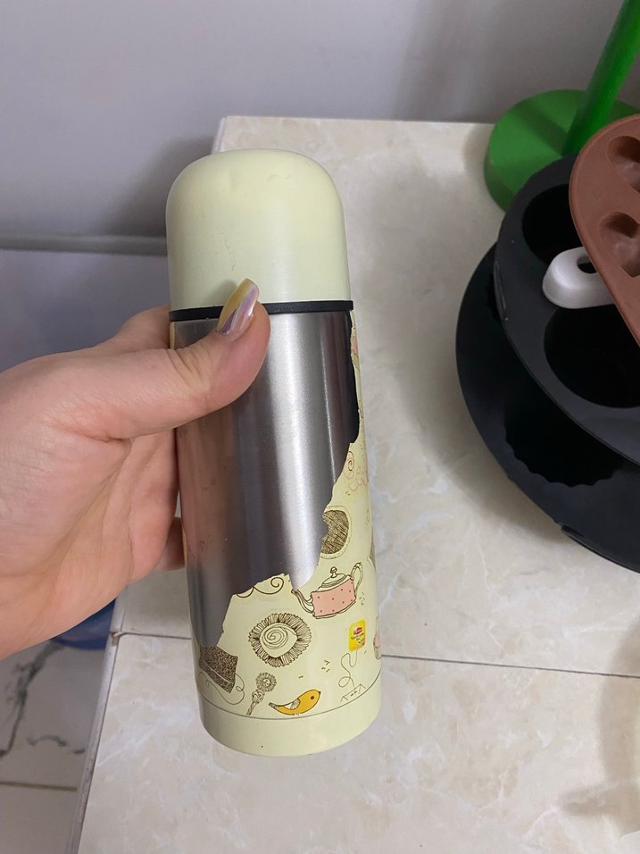 Beyaz Pastel Çocuk Termos Şişesi - Görsel 2