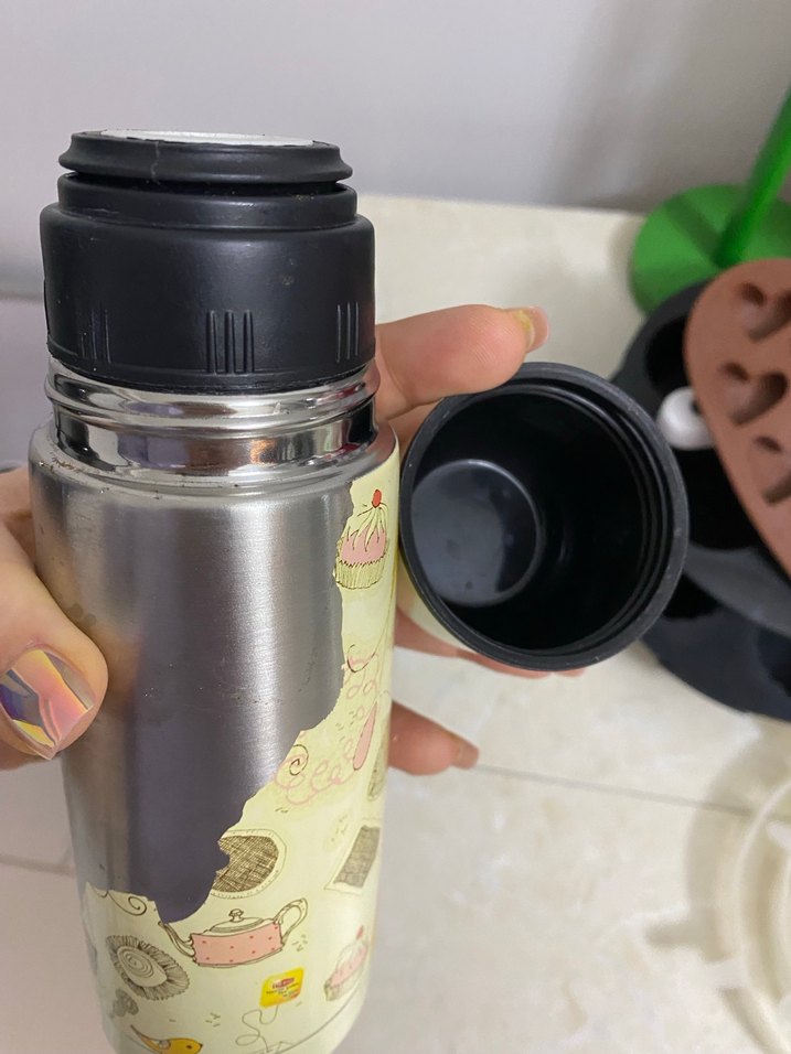 Beyaz Pastel Çocuk Termos Şişesi - Görsel 3