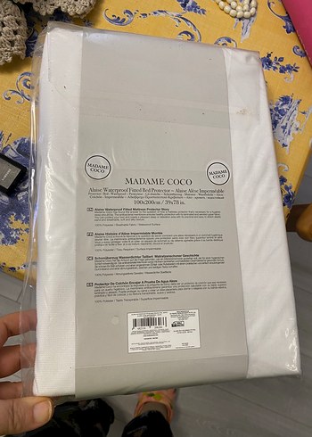 Madame Coco Baskılı Beyaz Yatak Koruyucu 100x200 cm - Görsel 2