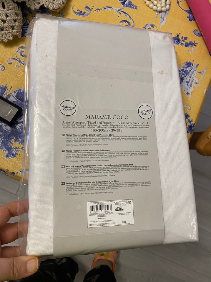 Madame Coco Baskılı Beyaz Yatak Koruyucu 100x200 cm - Görsel 2