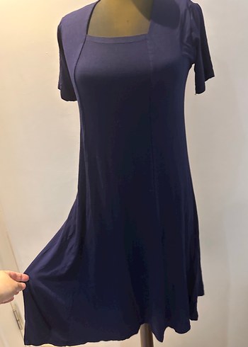 Lacivert Midi Hamile Elbisesi - Görsel 2