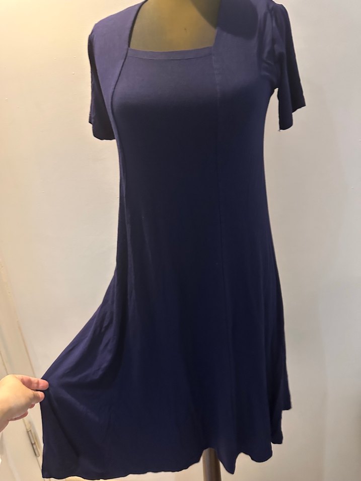 Lacivert Midi Hamile Elbisesi - Görsel 2