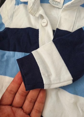 Uzun Kollu Mavi Çizgili Bebek Tulum - Görsel 4