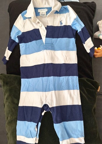 Uzun Kollu Mavi Çizgili Bebek Tulum - Görsel 2